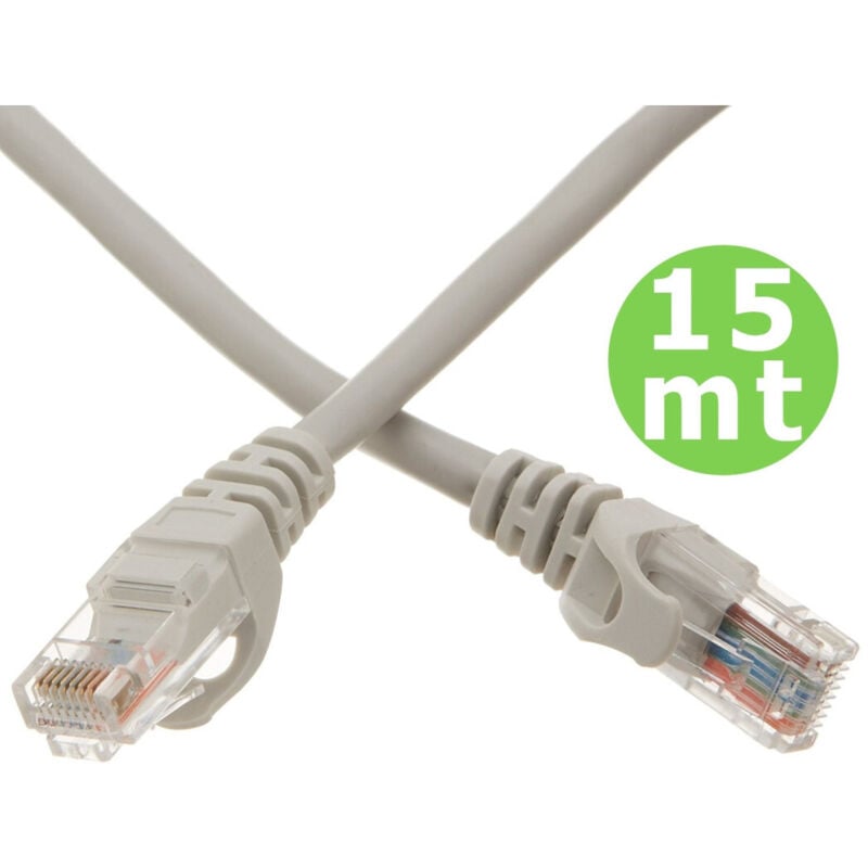 foto del prodotto trade shop traesio - cavo di rete lan ethernet rj45 15 metri categoria 5 prolunga 15mt utp -