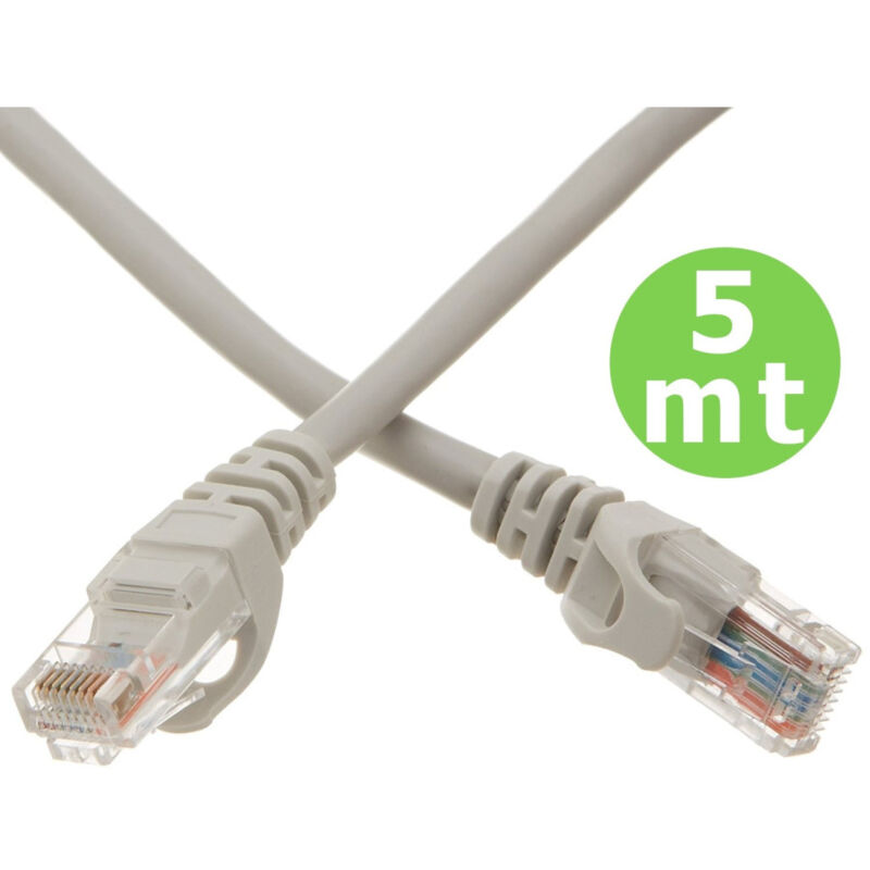 foto del prodotto trade shop traesio cavo di rete lan ethernet rj45 5 metri categoria 5 prolunga 5mt utp 