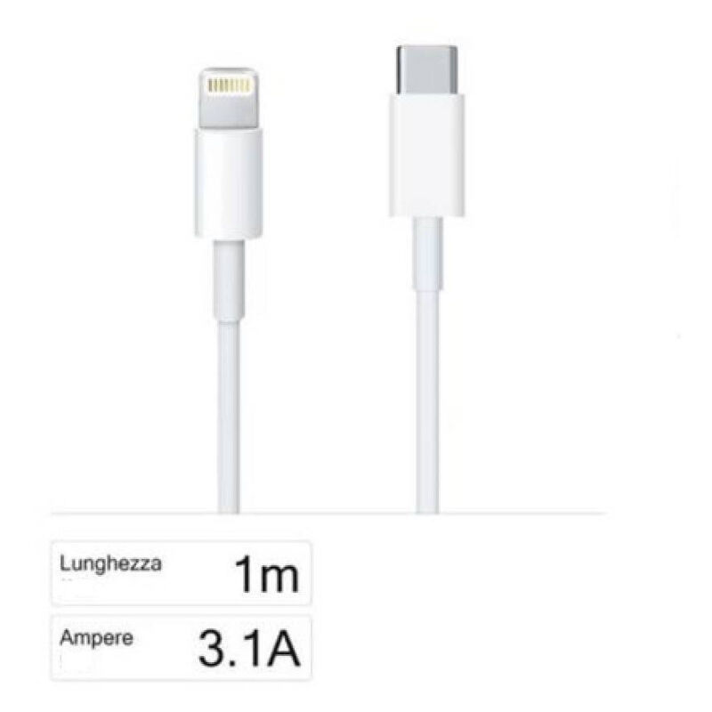foto del prodotto trade shop traesio cavo di ricarica e dati type c a lightning da 3100ma 1 metro per iphone f ip031 