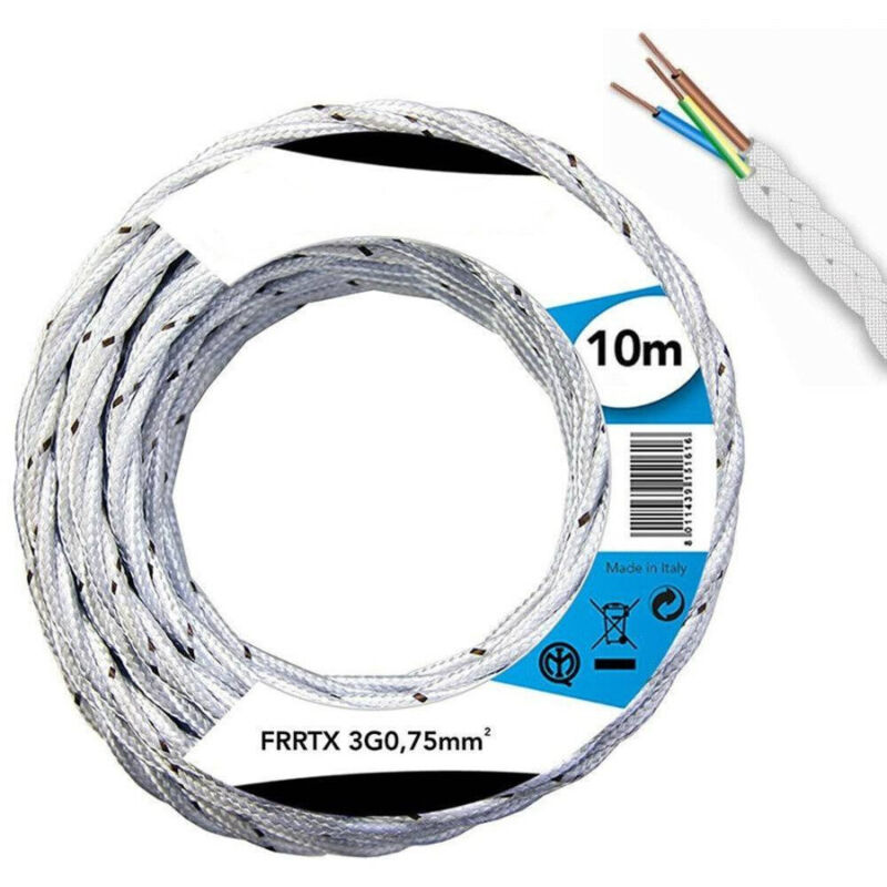 foto del prodotto trade shop traesio cavo elettrico in tessuto frrtx 10mt intrecciato per lampada e lampadario bianco 