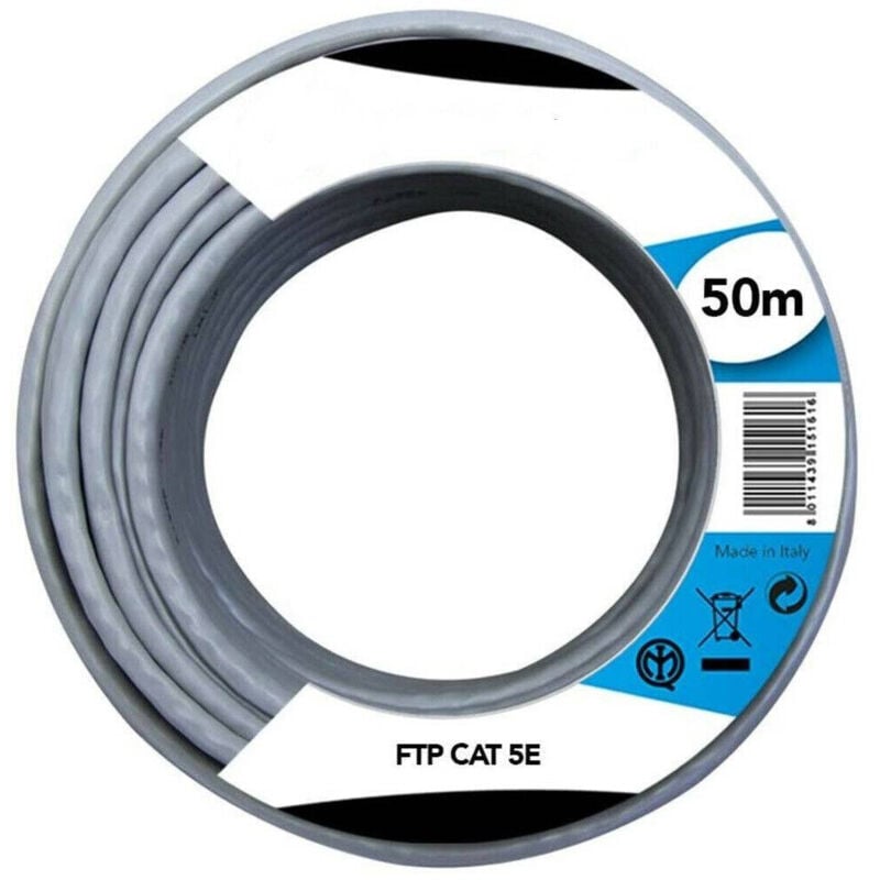 foto del prodotto trade shop traesio - cavo ethernet di rete 50mt ftp cat 5e prolunga lan router internet computer -