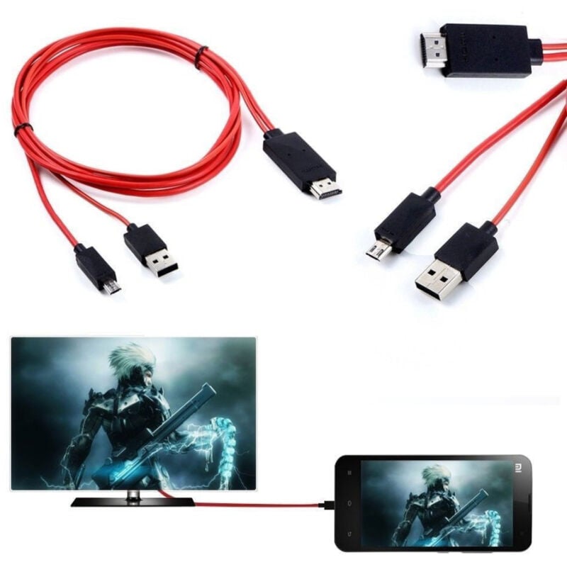 foto del prodotto trade shop traesio cavo mhl per samsung galaxy s3 s4 s5 note 2 note 3 hd micro usb a hdmi hdtv 