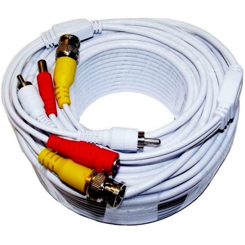 foto del prodotto trade shop traesio cavo prolunga audio video rca bnc da 50mt per dvr telecamere con alimentazione 