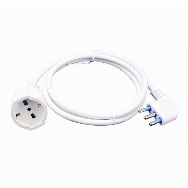 foto del prodotto trade shop traesio cavo prolunga con spina 16a presa schuko bivalente 3 metri colore bianco 83286 