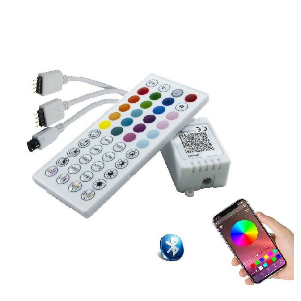 foto del prodotto trade shop traesio centralina musicale per strisce led rgb bluetooth 2 connettori te rgb3 telecomando 