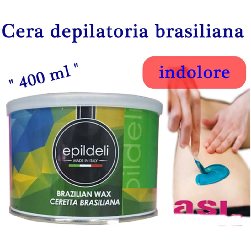foto del prodotto trade shop traesio cera ceretta depilatoria liposolubile brasiliana in barattolo 400 gr clorofilla 