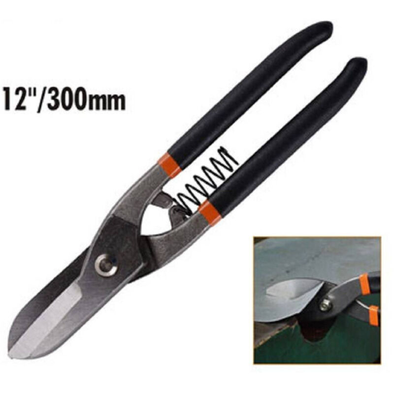 foto del prodotto trade shop traesio cesoia per lamiere di ferro 12 con molla forbici taglio lungo dritto 30cm 