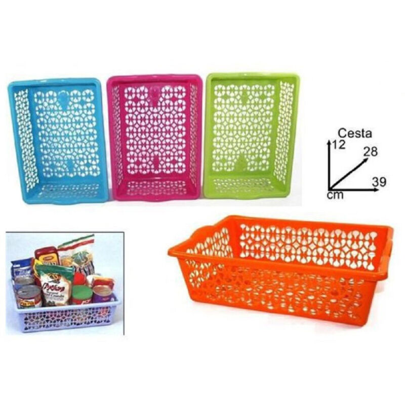 foto del prodotto trade shop traesio cesta rettangolare in plastica 39x28x12cm contenitore recipiente oggetti bucato 