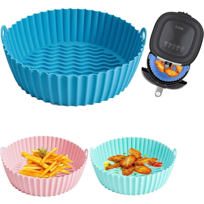 foto del prodotto trade shop traesio cestino in silicone friggitrice ad aria teglia riutilizzabile antiaderente 20cm 
