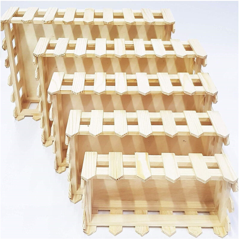 foto del prodotto trade shop traesio cestino legno 5 pezzi 64893 matrioska rettangolare cassetta portaoggetti 