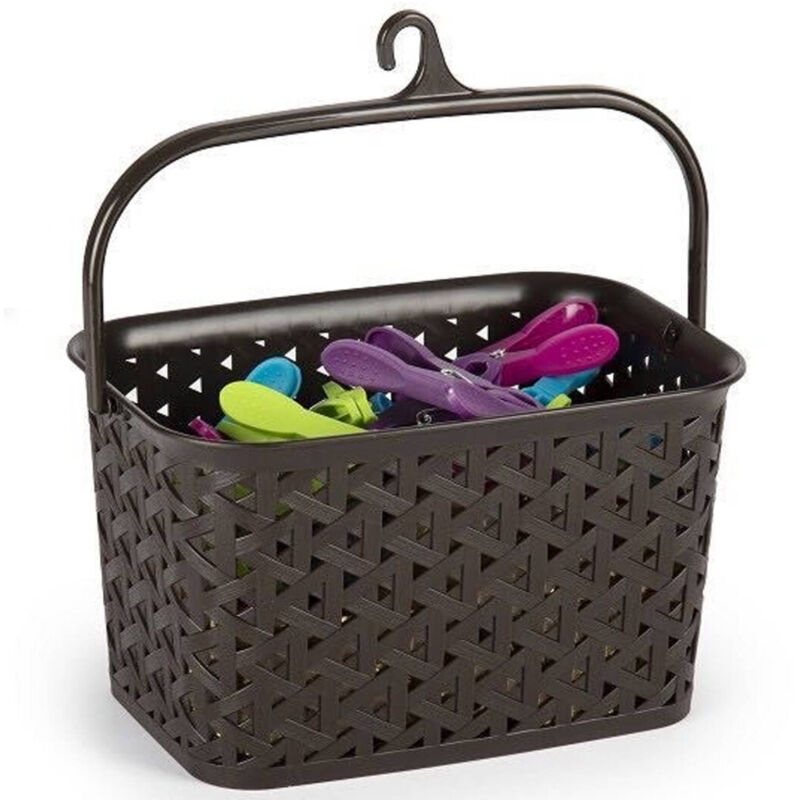 foto del prodotto trade shop traesio cestino portamollette porta mollette cesto effetto rattan in plastica 18x24x14cm 