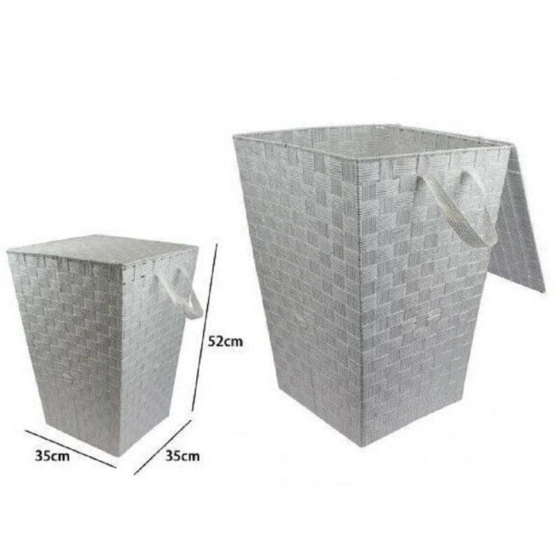 foto del prodotto trade shop traesio cesto cestino portatutto portaoggetti casa coperchio 35x52cm 79102 grigio chiaro 