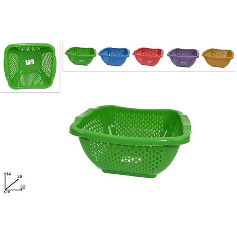 foto del prodotto trade shop traesio cesto cestino quadrato forato multiuso 30cm scola frutta verdura cucina colorato 