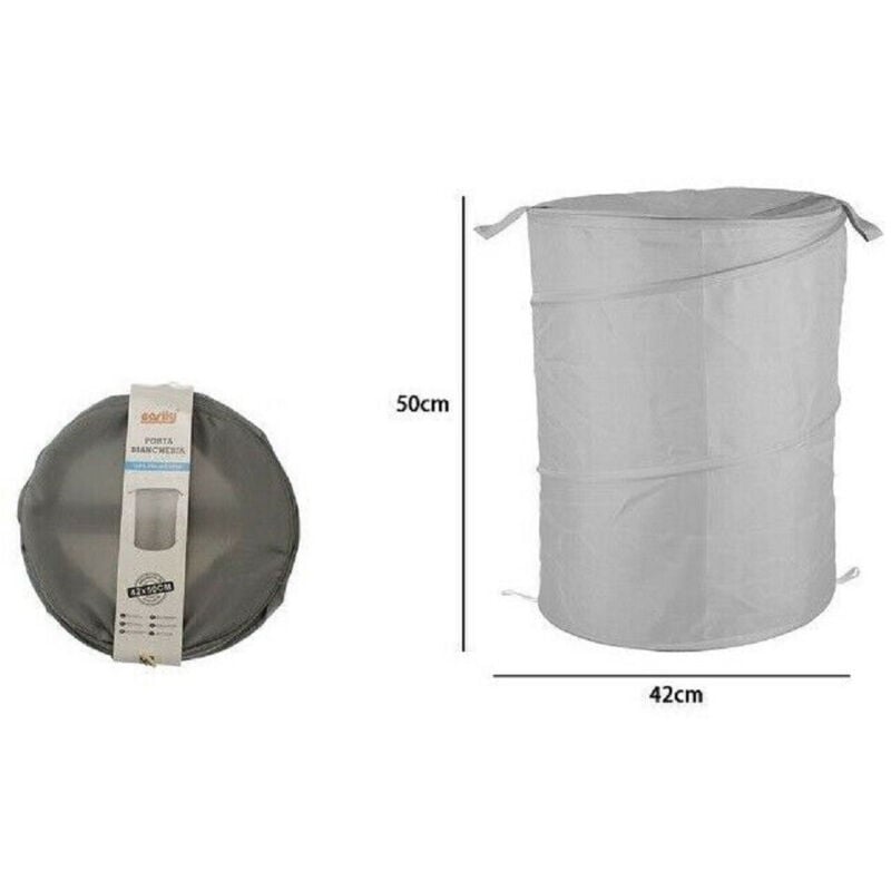 foto del prodotto trade shop traesio cesto contenitore porta biancheria bucato giochi pieghevole 42x50cm grigio 79855 