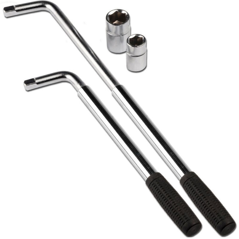 foto del prodotto trade shop traesio - chiave esagonale per dadi ruote auto automobile telescopica 2 inserti in acciaio -