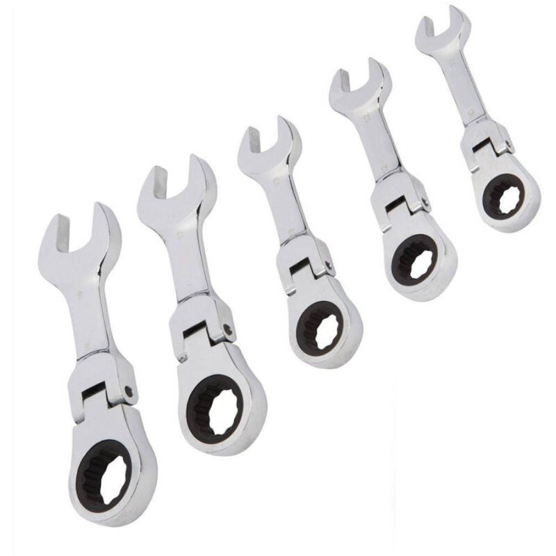 foto del prodotto trade shop traesio chiavi combinate a cricchetto nane set da 5 pezzi 10 12 13 17 19 mm art. 04384 
