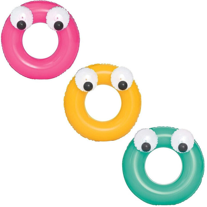 foto del prodotto trade shop traesio - ciambella salvagente gonfiabile bambini 3-6anni occhi mobili 61cm 3 colori 36114 -