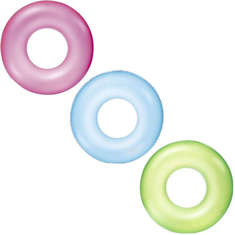 foto del prodotto trade shop traesio ciambella salvagente gonfiabile per bambini trasparente neon nuoto 76 cm 36024 