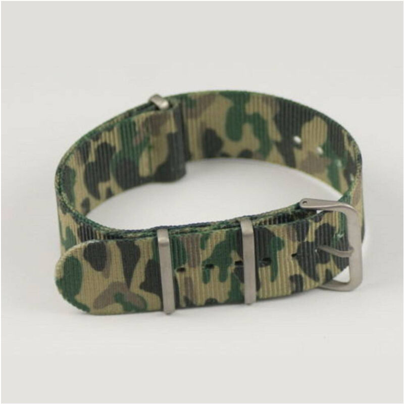 foto del prodotto trade shop traesio cinturino in nylon universale ricambio orologio larghezza 18mm camouflage 