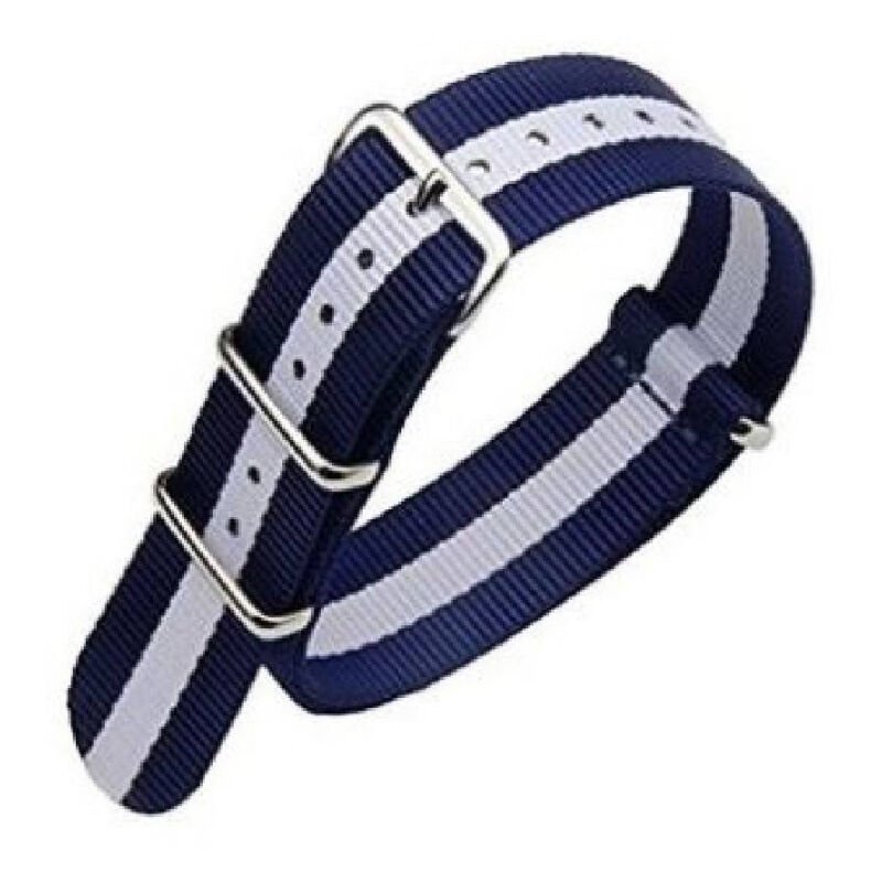 foto del prodotto trade shop traesio cinturino in nylon universale ricambio orologio larghezza 20mm blu bianco 