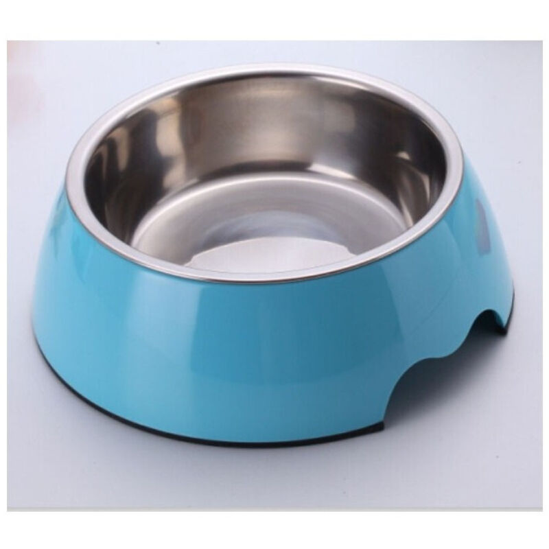 foto del prodotto trade shop - traesio - ciotola 1 vaschetta acciaio plastica 21x8cm cocker cane gatto cibo acqua -