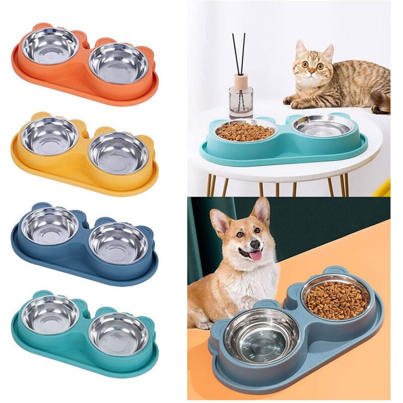 foto del prodotto trade shop traesio ciotola alimentare acciaio anti perdita fontana acqua dispenser cibo cani gatti 