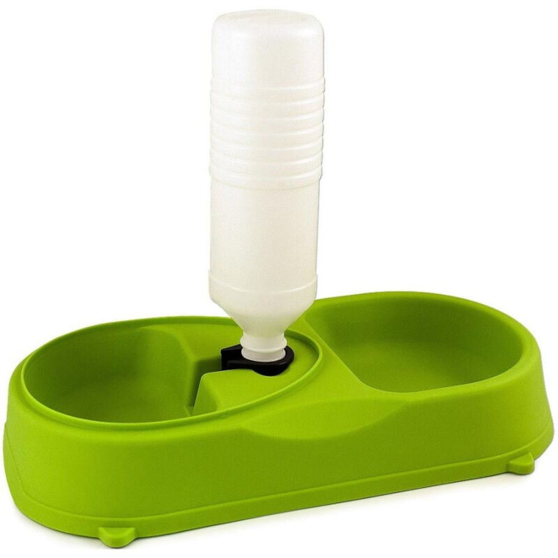 foto del prodotto trade shop traesio ciotola doppia per cani e gatti 2in1 con sistema di riempimento acqua automatico 