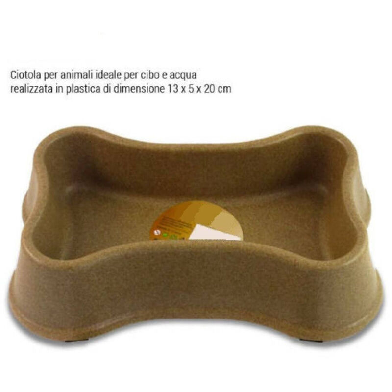 foto del prodotto trade shop traesio ciotola per cani gatti animali in plastica 13x5x20 cm acqua cibo marrone 
