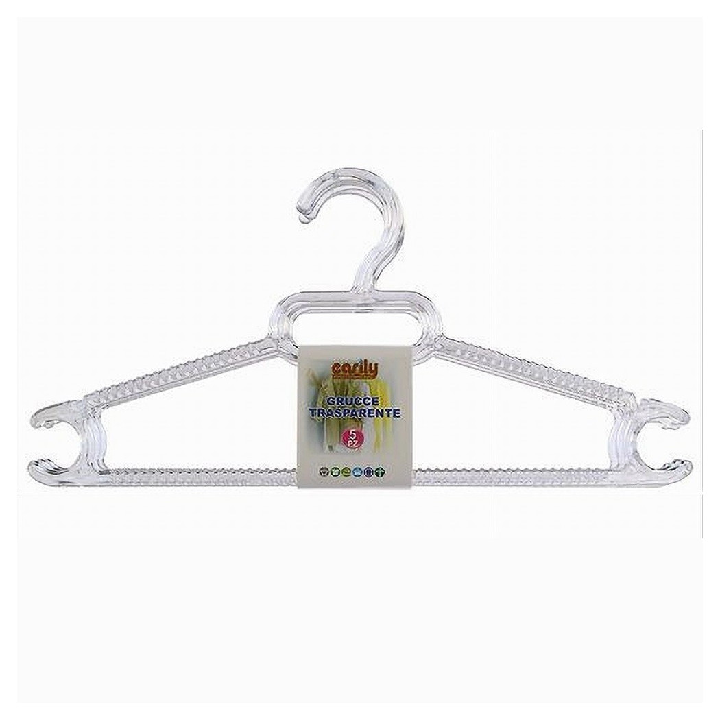 foto del prodotto trade shop traesio cleafe 5 pz grucce stampelle plastica trasparente appendiabiti pantaloni vestiti 87001 
