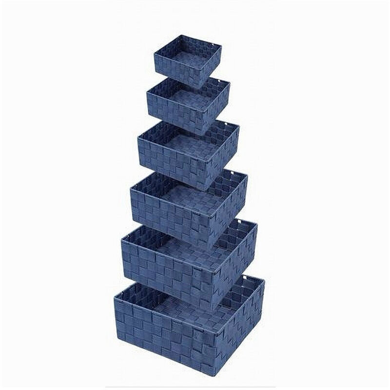 foto del prodotto trade shop traesio cleafe 6pz scatola in tessuto contenitori organizer bagno armadi portaoggetti blu 79076 