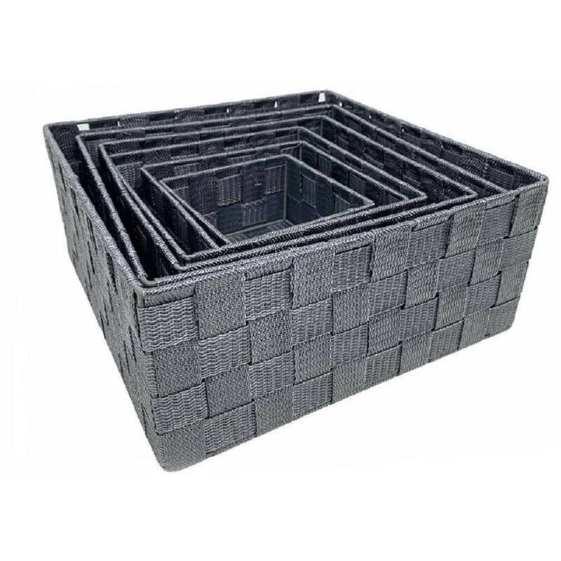 foto del prodotto trade shop traesio cleafe 6pz scatola in tessuto contenitori organizer bagno armadio cassetti grigio 79151 