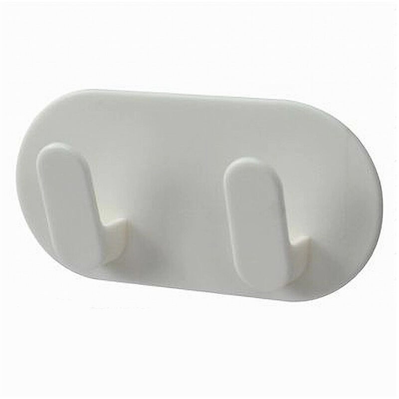 foto del prodotto trade shop traesio cleafe appendiabiti 2 ganci posti doppio adesivo parete cucina bagno attaccapanni 79339 