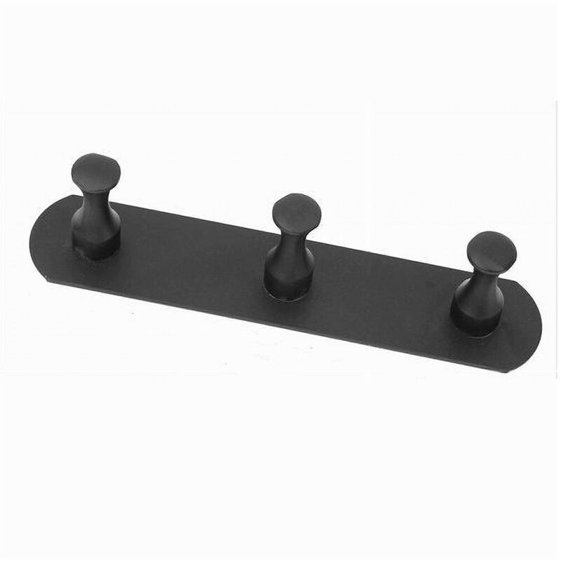 foto del prodotto trade shop traesio cleafe appendiabiti con 3 ganci nero per accappatoio bagno cucina casa da parete 59752 