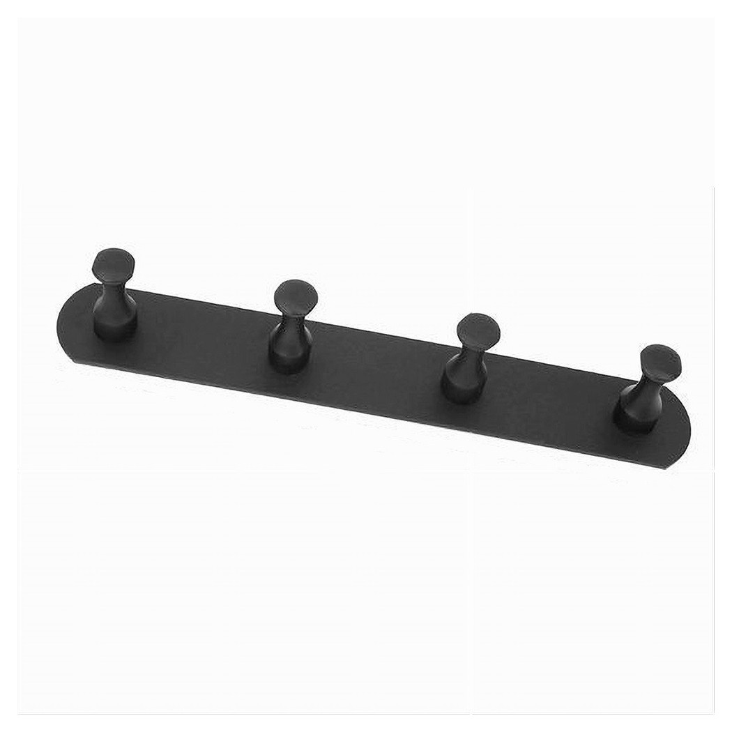foto del prodotto trade shop traesio cleafe appendiabiti con 4 ganci nero per accappatoio bagno cucina casa da parete 59753 