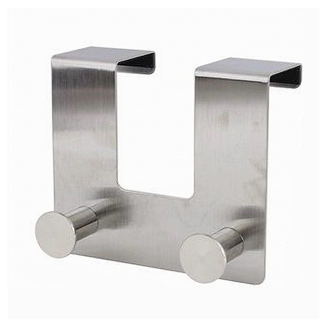 foto del prodotto trade shop traesio cleafe appendiabiti da porta con 2 ganci 12.5 x 11.5cm silver asciugamani vestiti 87783 