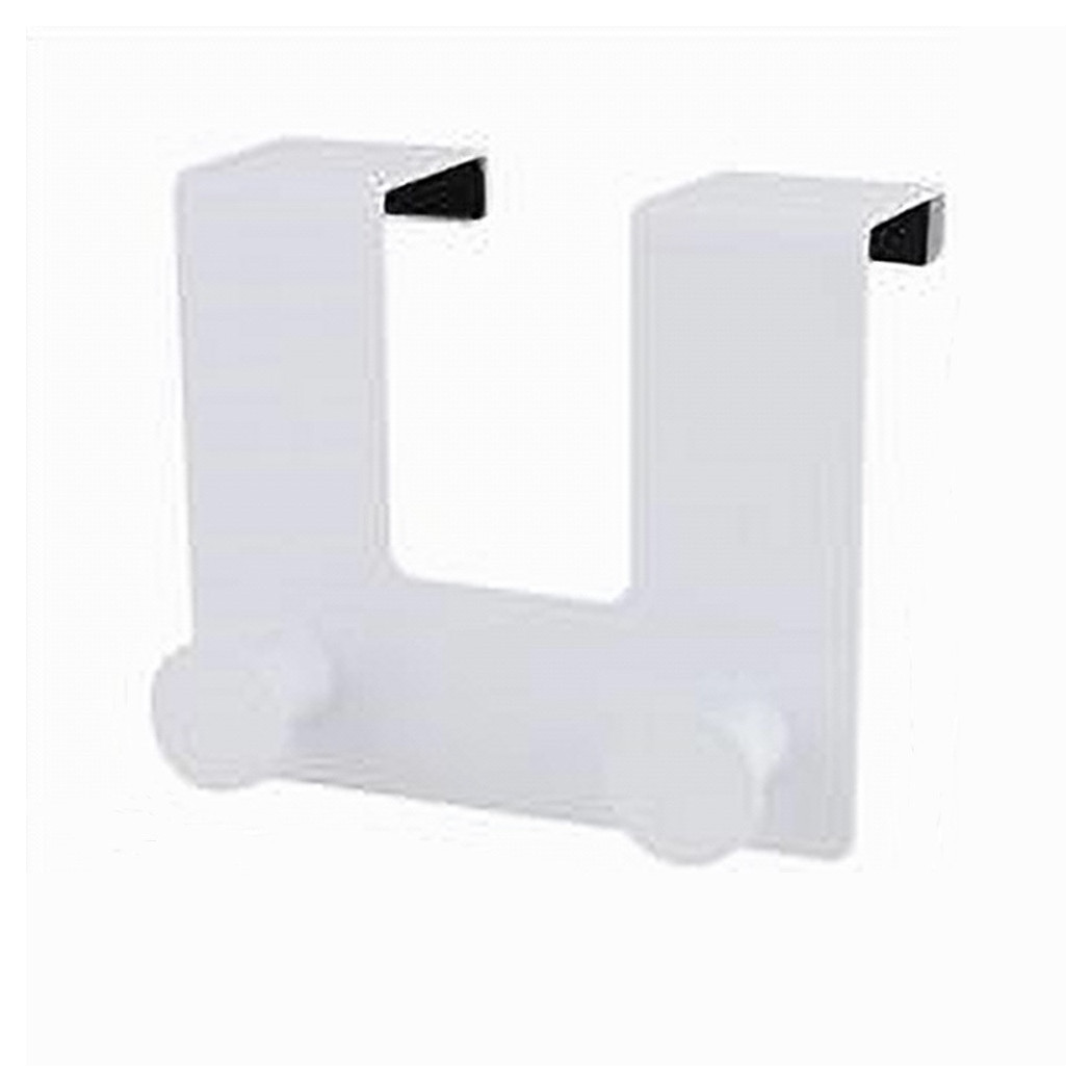 foto del prodotto trade shop traesio cleafe appendiabiti da porta con 2 ganci 12.5x11.5 cm bianco asciugamani vestiti 87779 