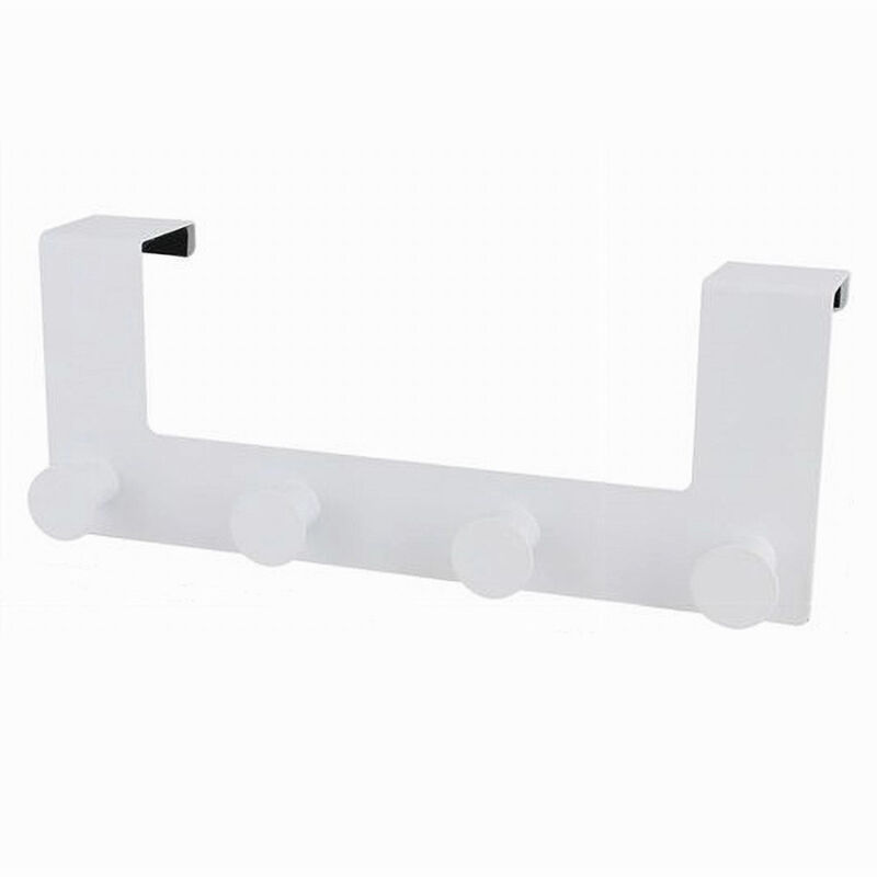 foto del prodotto trade shop traesio cleafe appendiabiti da porta con 4 ganci 27x11.5cm bianco per asciugamani vestiti 87781 