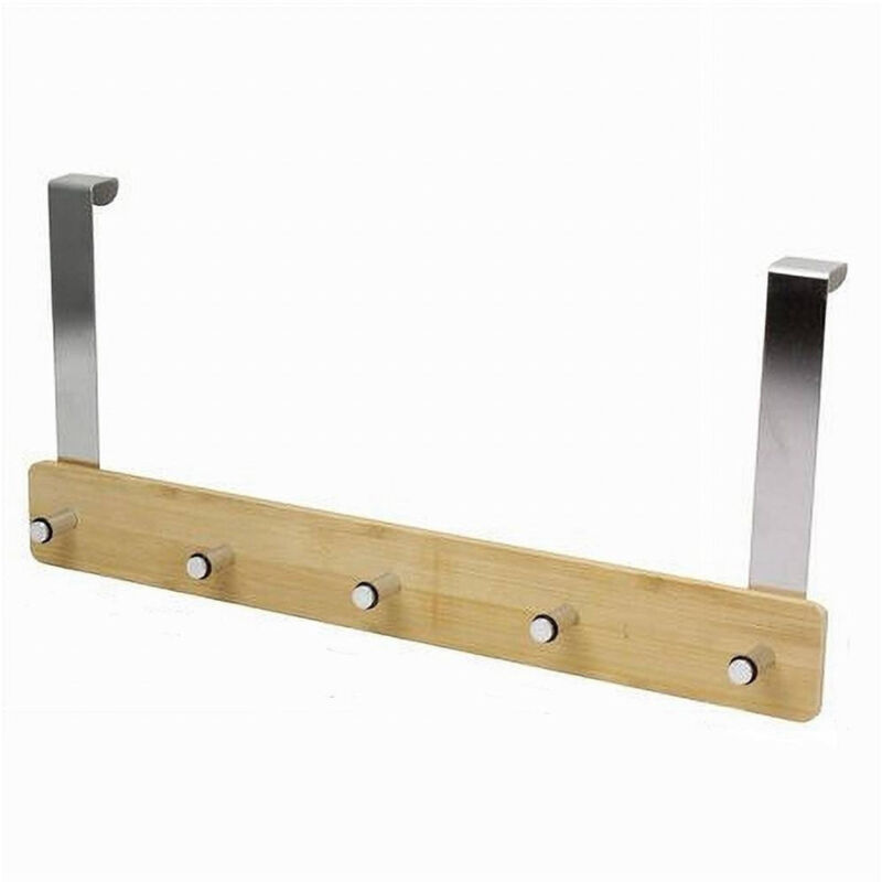 foto del prodotto trade shop traesio cleafe appendiabiti per porta in metallo legno con 5 posti ganci giacche vestiti 79551 