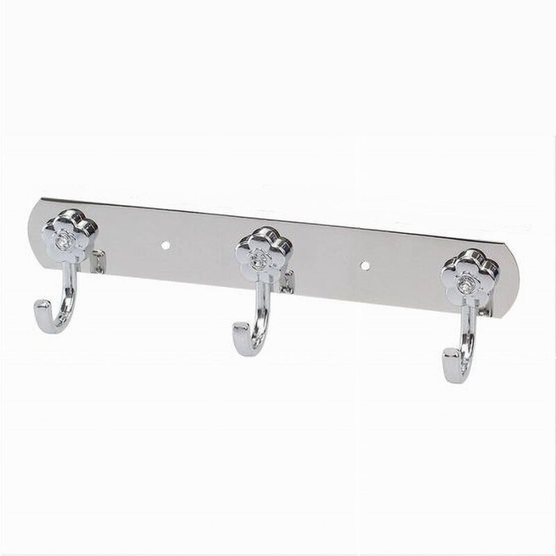 foto del prodotto trade shop traesio cleafe appendino 3 ganci fiori fissaggio parete multiuso acciaio viti 25x7.5cm 52673 