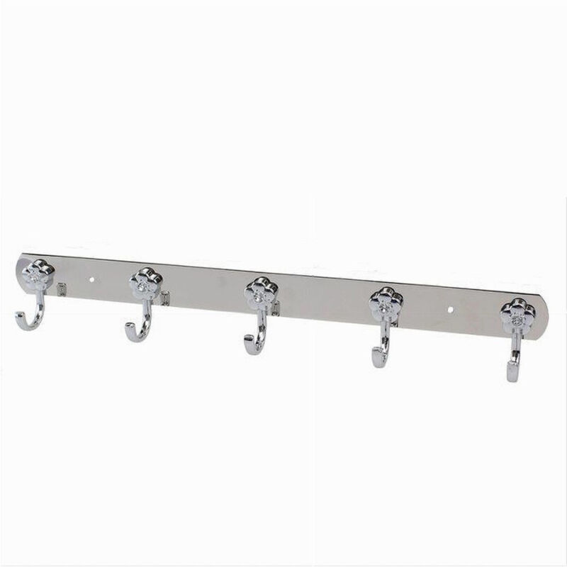 foto del prodotto trade shop traesio cleafe appendino con 5 ganci fiori parete multiuso acciaio viti 45x7.5 cm 52674 appendi 