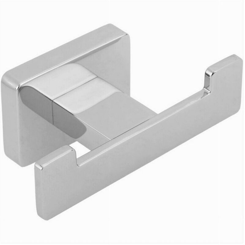 foto del prodotto trade shop traesio - cleafe - appendino gancio doppio da muro porta asciugamani accappatoi cromato bagno 87211 -