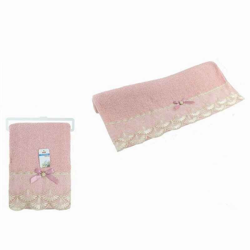 foto del prodotto trade shop traesio cleafe asciugamano da bagno telo in cotone morbido decorato 70 x 140cm 380gr rosa 79507 
