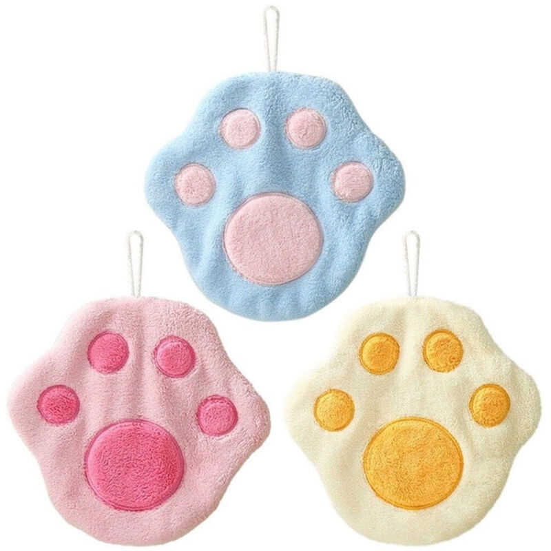 foto del prodotto trade shop traesio cleafe asciugamano morbido con impronta gatto da appendere bagno bambini pulizia casa 10777 