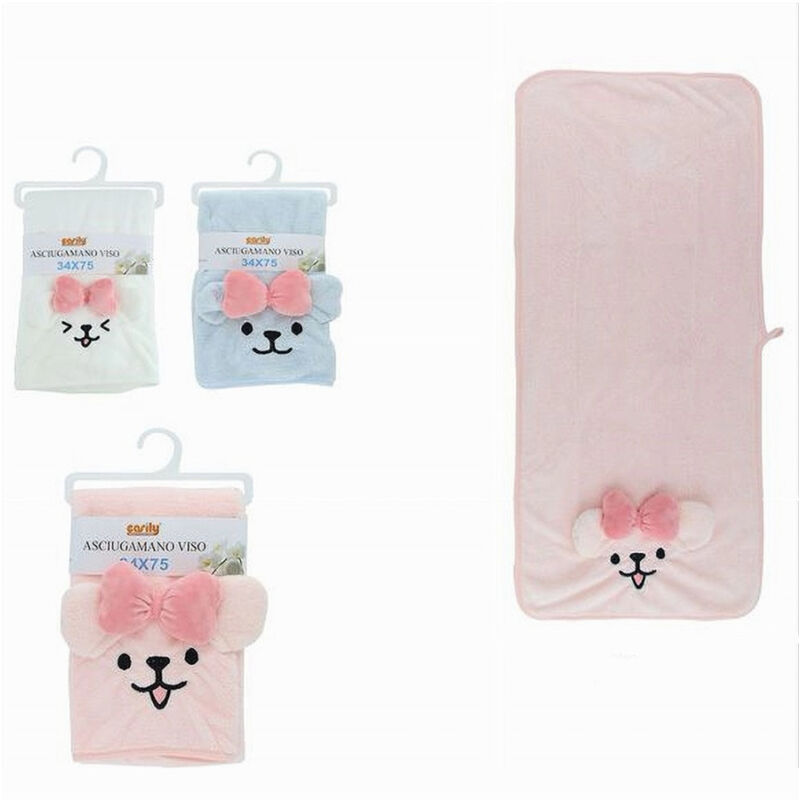 foto del prodotto trade shop traesio cleafe asciugamano viso 34 x 75cm tessuto morbido cagnolina fiocco bagno 3 colori 10741 