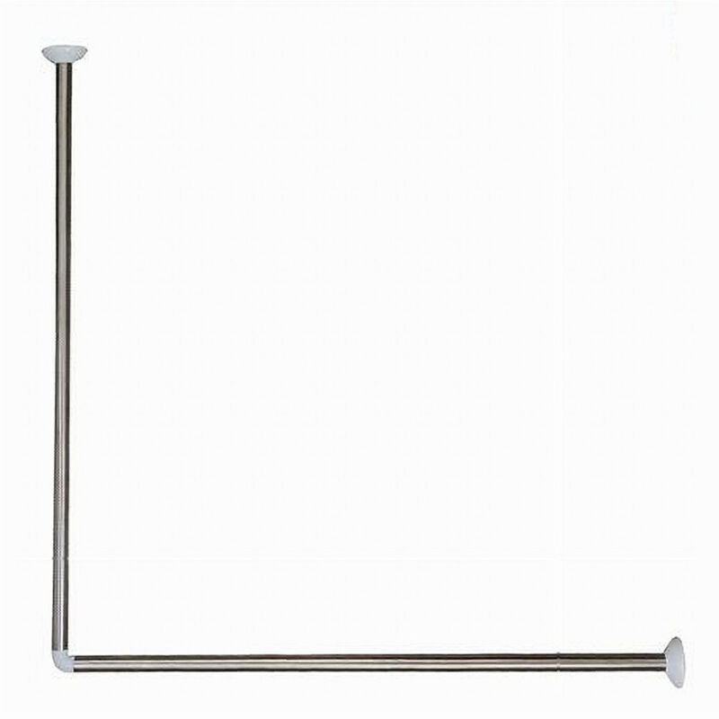 foto del prodotto trade shop traesio cleafe bastone asta per tenda doccia barra a l 2 lati angolare alluminio 80x80cm 69372 