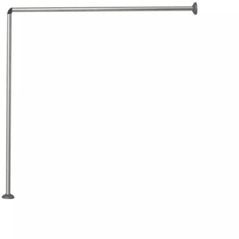 foto del prodotto trade shop traesio cleafe bastone per tenda doccia universale angolare a l con aste 90x90 cm argento 79520 