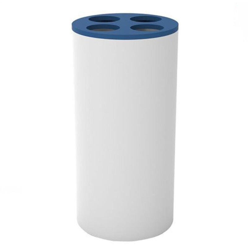 foto del prodotto trade shop traesio cleafe bicchiere porta spazzolini 4 fori bianco blu in plastica accessorio bagno 69897 