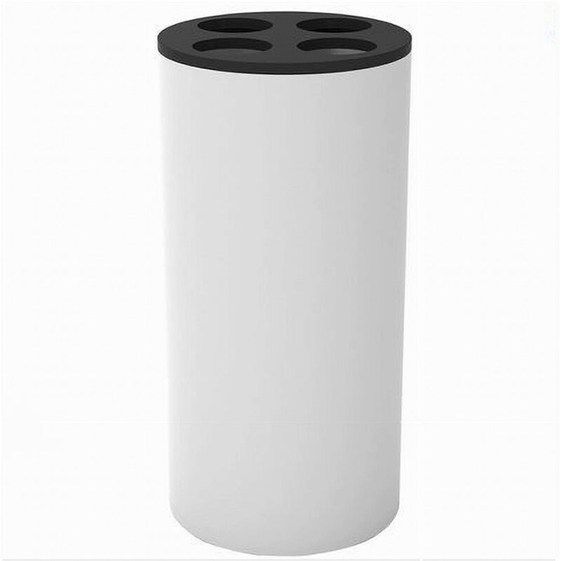 foto del prodotto trade shop traesio cleafe bicchiere porta spazzolini 4 fori bianco nero in plastica accessorio bagno 69773 