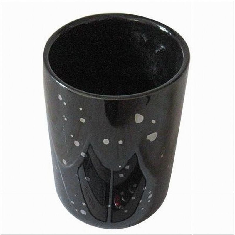 foto del prodotto trade shop traesio cleafe bicchiere porta spazzolini accessorio nero macchiato moderno arredo da bagno 59927 