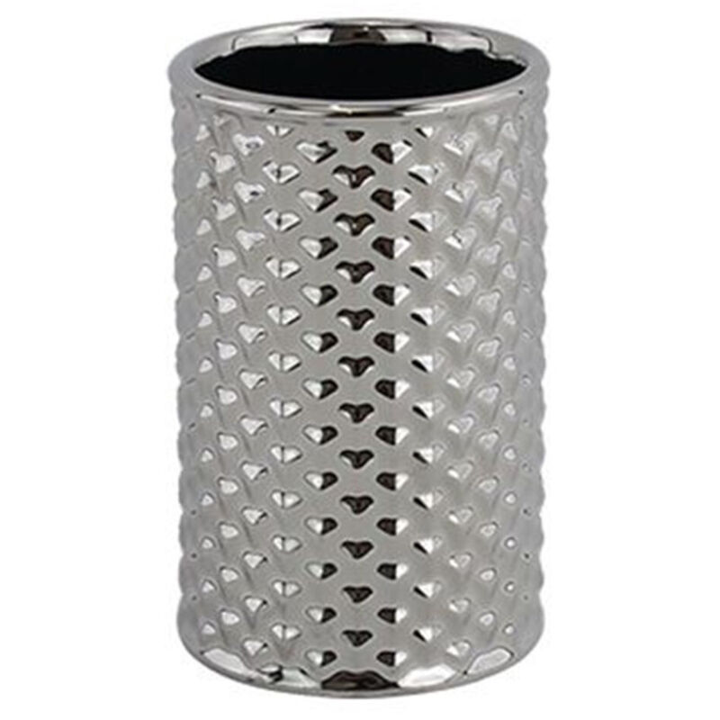 foto del prodotto trade shop traesio cleafe bicchiere porta spazzolini accessorio silver con effetto cuoricini arredo bagno 87818 